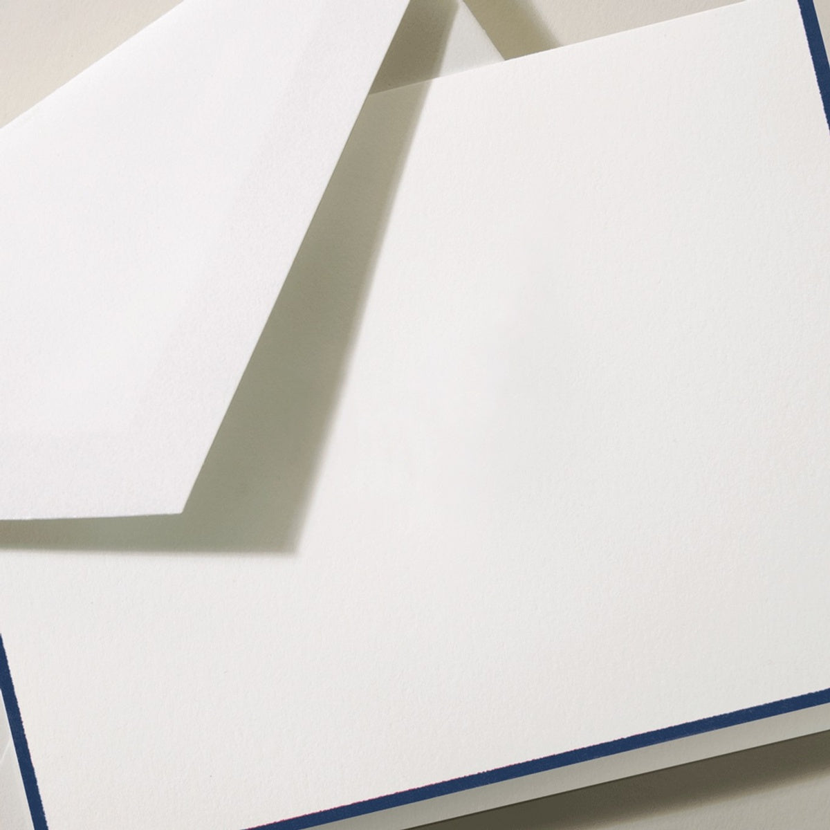 Crane/Box Card/Navy Border Pearl White Note (10 Cards / 10 Lined Envelopes)