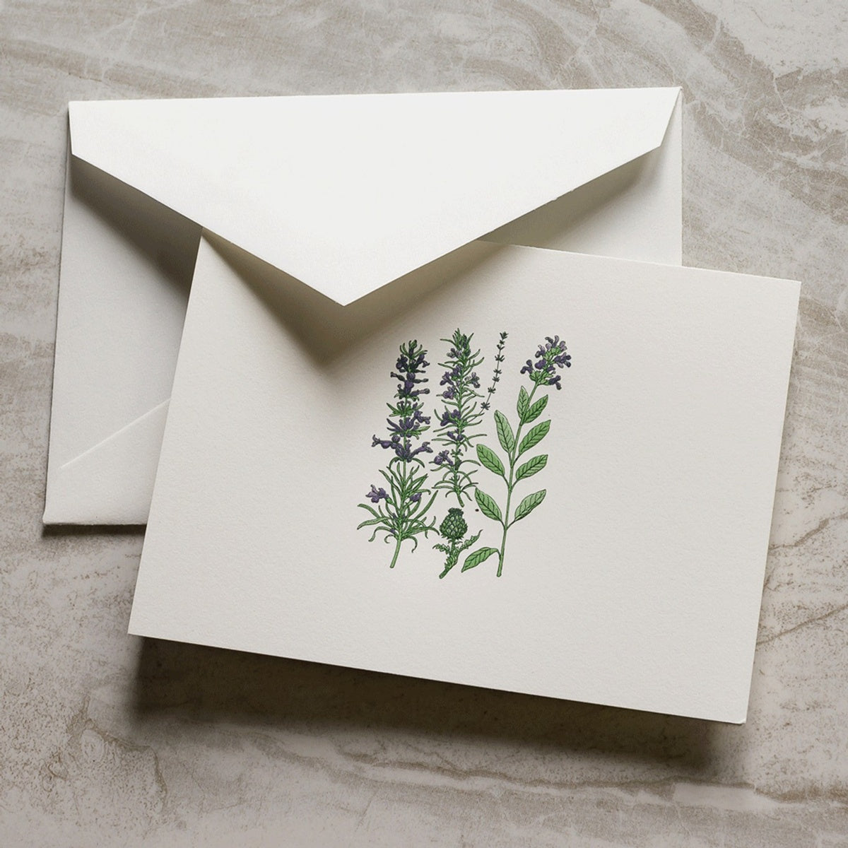 Crane/Box Card/Engraved Garden Herbs Notes (10 Cards / 10 Envelopes)