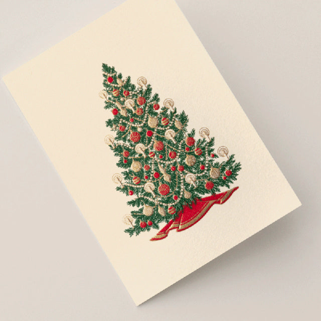 Crane/Mini Box Card/Engraved Christmas Tree Gift Enclosure