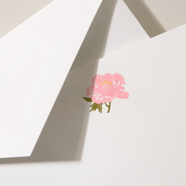 Crane/Box Card/Peony Pearl White Card (10 Cards / 10 Envelopes)