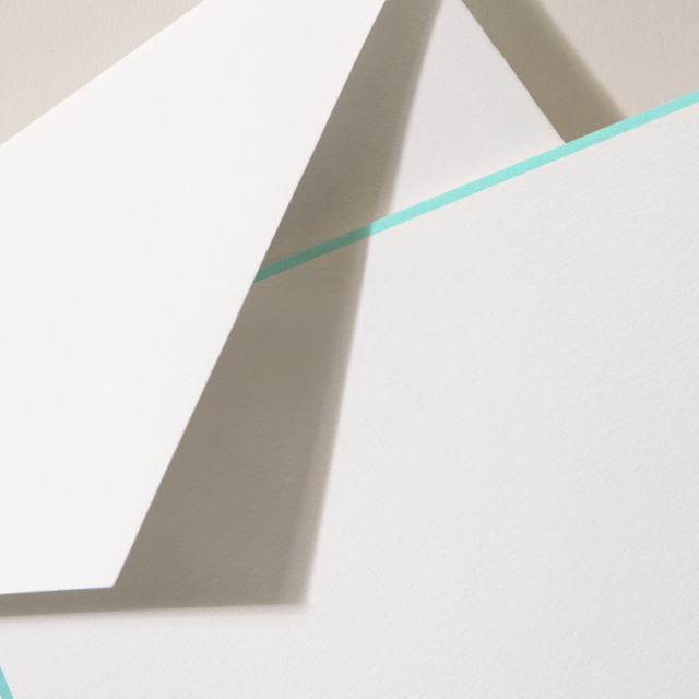 Crane/Box Card/Aqua Bordered Correspondence Card (10 Flat Cards / 10 Envelopes)