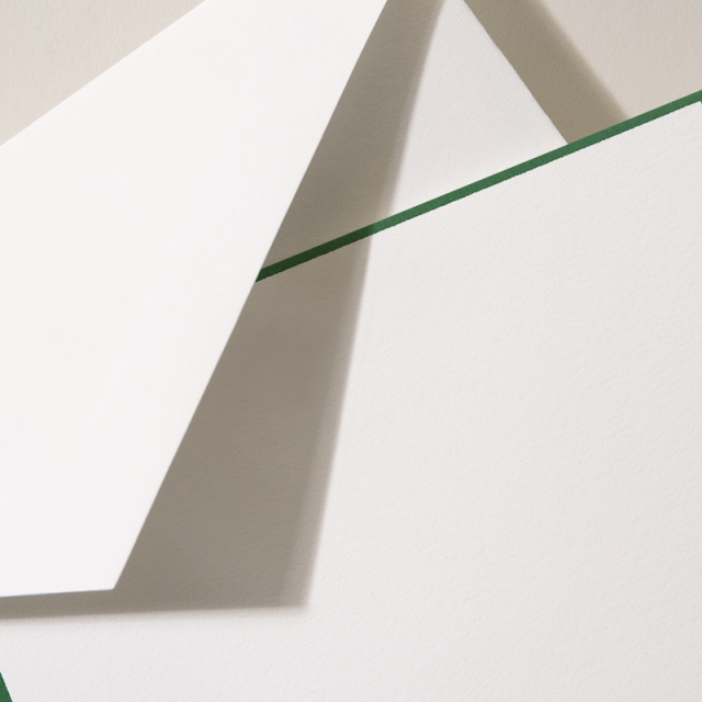 Crane/Box Cards/Hunter Green Bordered Cards on Pearl White Kid Finish Paper (10 Flat Cards / 10 Lined Envelopes)