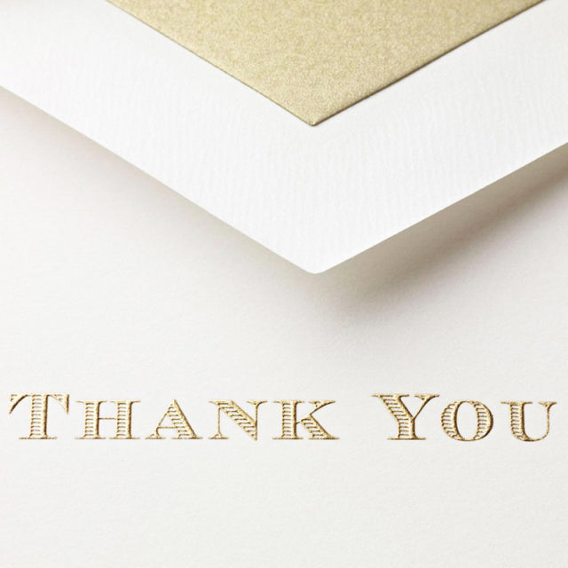 Crane/Box Card/Gold Hand Engraved Thank You
