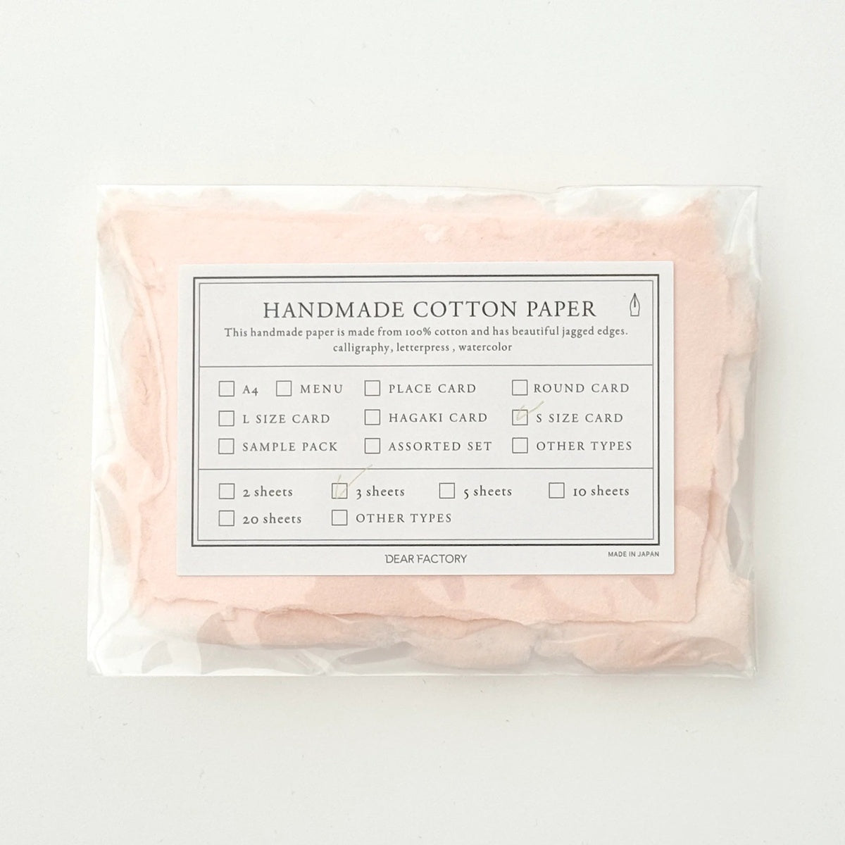 DEAR FACTORY/カード/S Size Fringe Card 5枚Set - Blush Pink