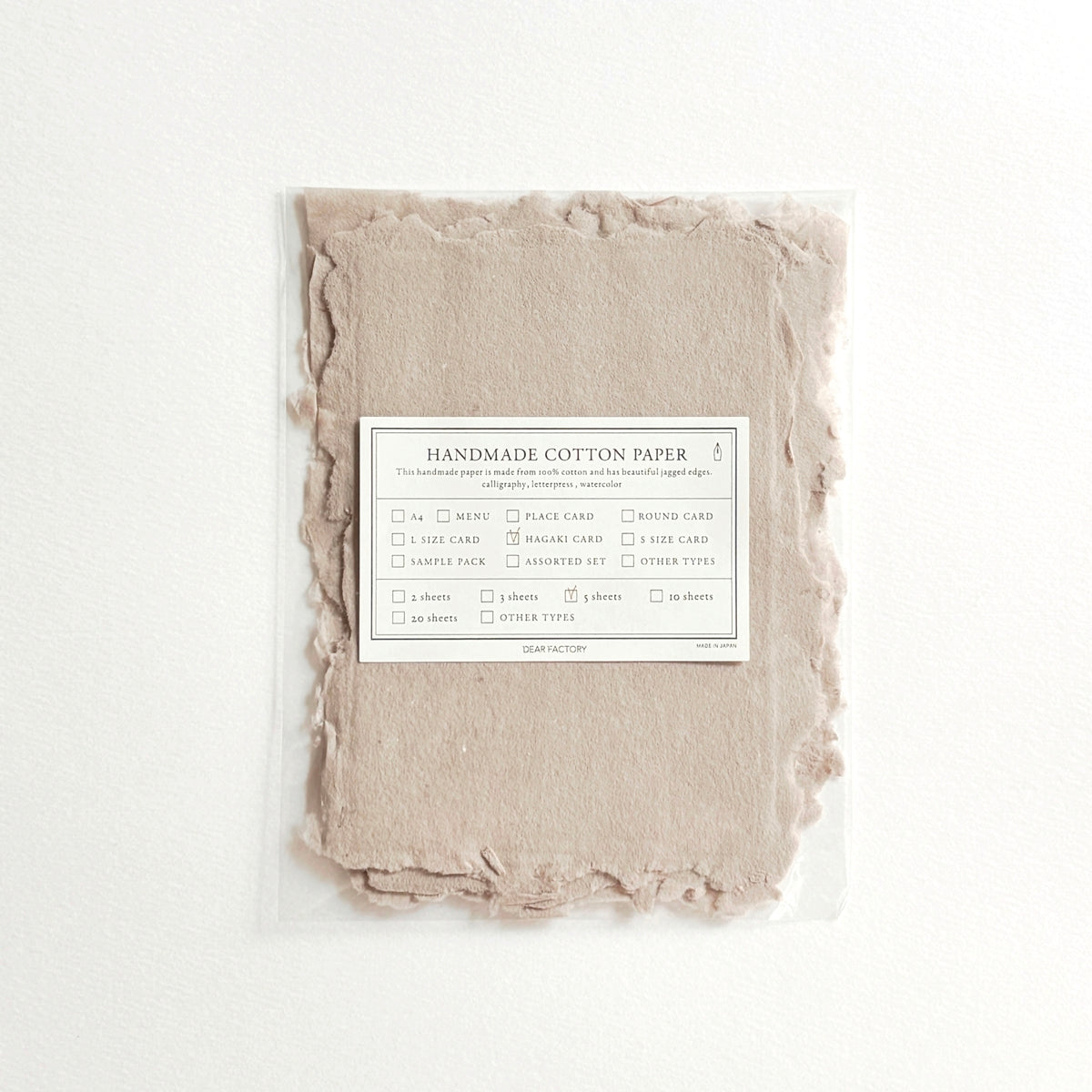DEAR FACTORY/カード/M(Hagaki) Size Fringe Card 5枚Set - Greige