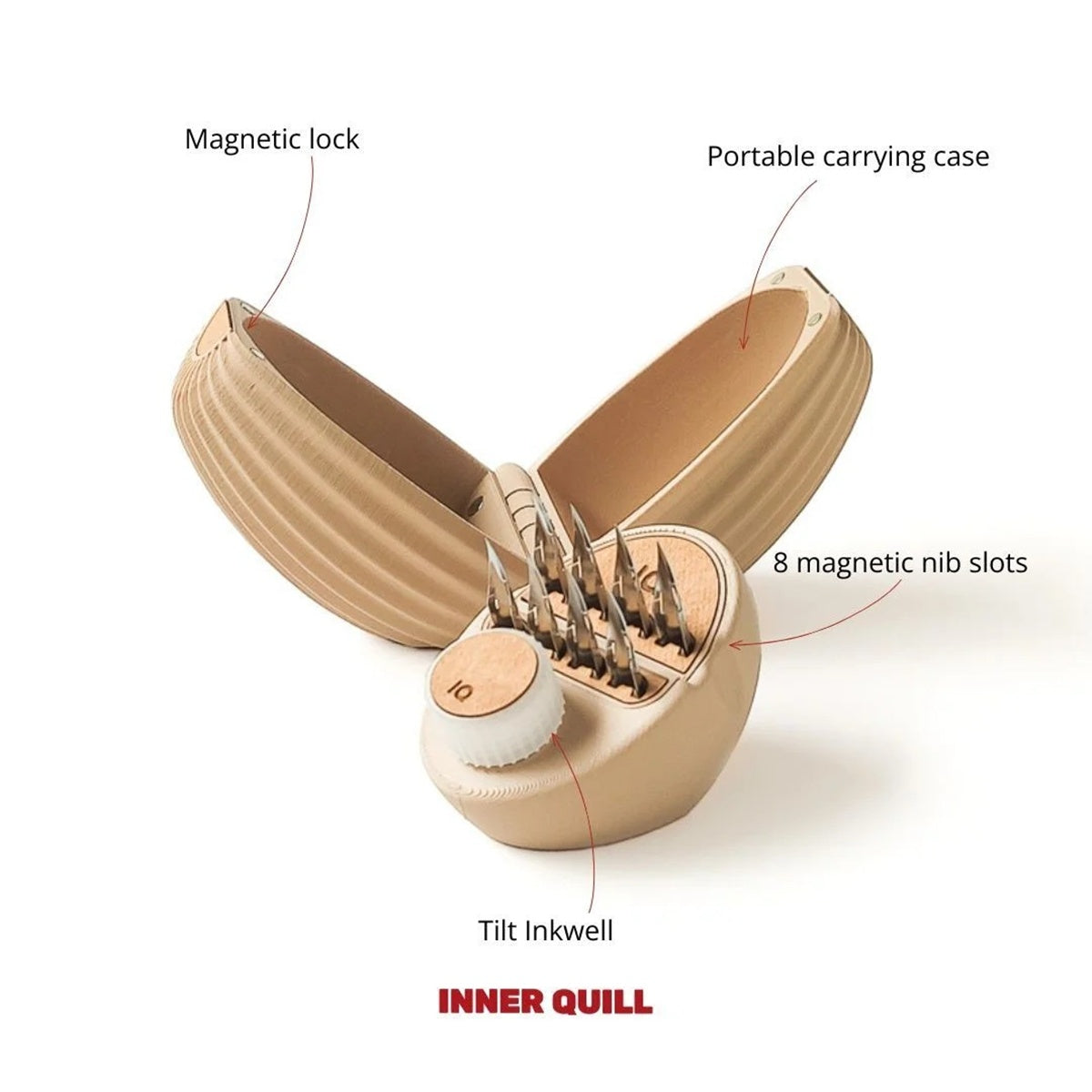 Inner Quill/ニブ+インクケース/Case for Nibs+Inkwell - Black