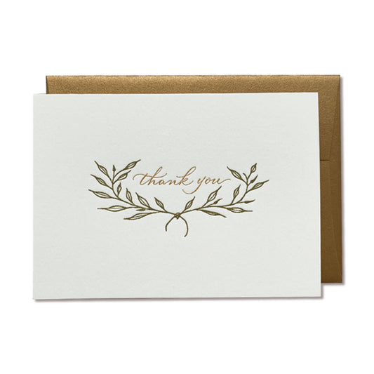 OBLATION/ボックスカード/6 Branches Calligraphy Thank You Cards With 6 Gold Envelopes