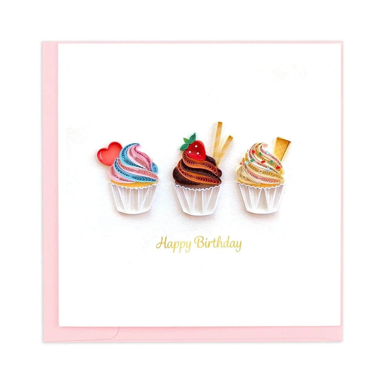 Quilling Card/グリーティングカード/Birthday Cupcake Trio