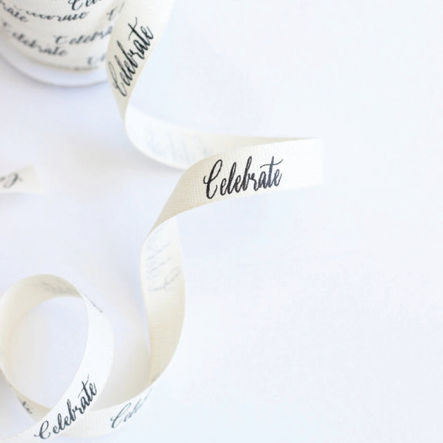 Studio Carta/Cotton Ribbon/Celebrate Calligraphy Ribbon-20 yards (19m)