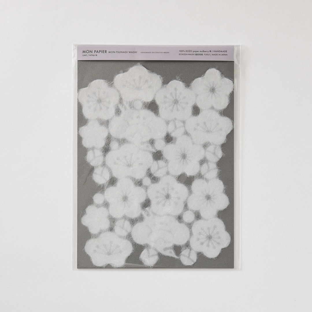 WACCA/紋つなぎ和紙/Mon-Tsunagi Washi A4 Sheet - 梅