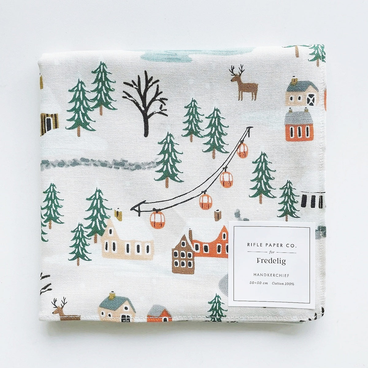Rifle Paper/Handkerchief/Holiday Village - Cream