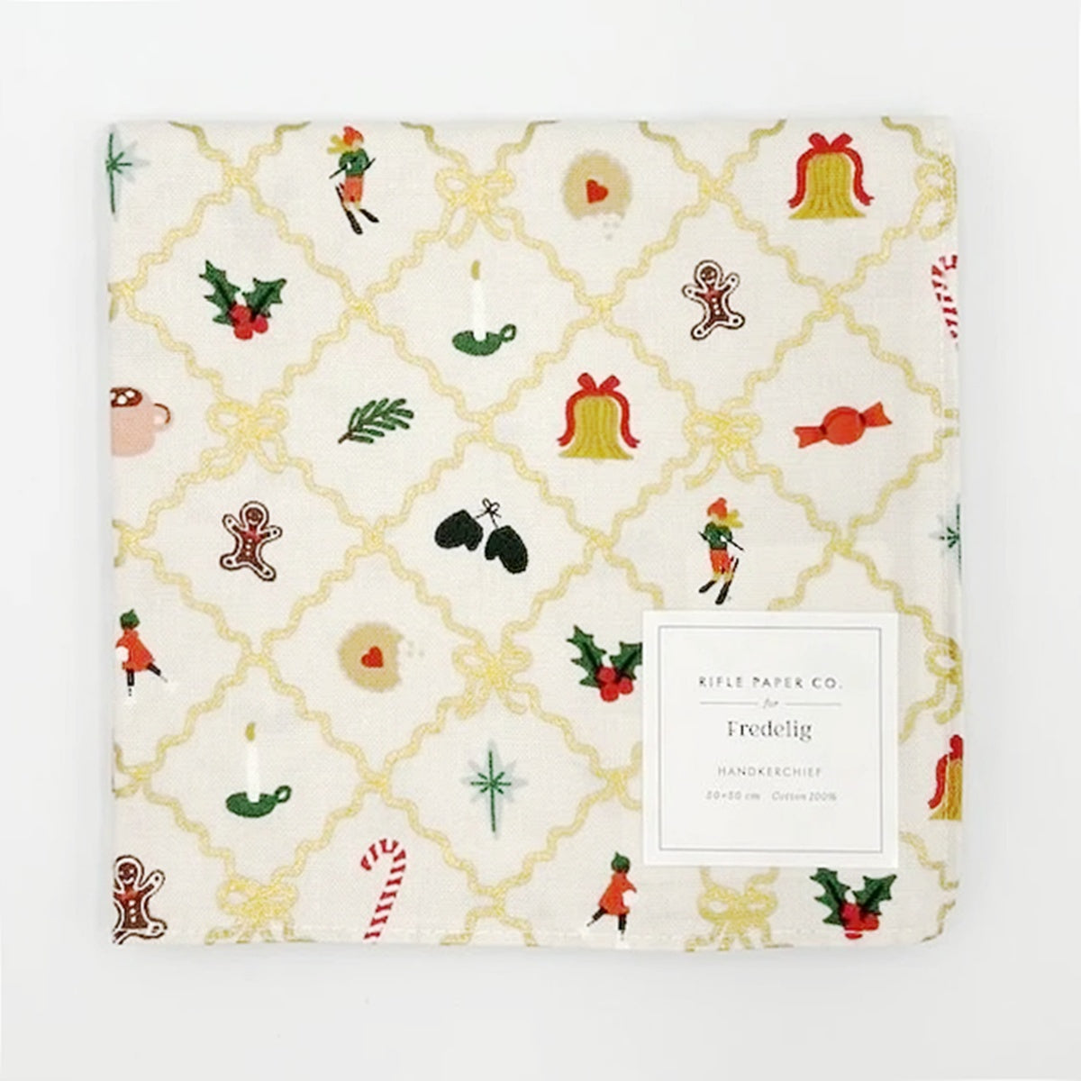 Fazzoletto Vintage LuRay Hankies Holiday Susie – Cotone, Tema Natalizio Verde E Rosso - Foto 3
