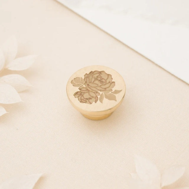 Artisaire/シーリングスタンプ/Vintage Peonies 3D Wax Stamp - Classic Blonde Handle