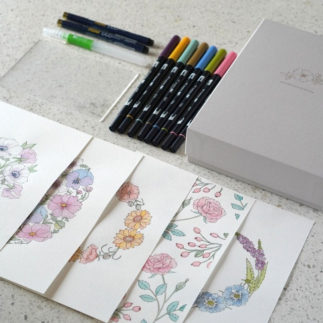 【Shiho Sakurai × Paper Tree】Botanical Coloring Kit - Brush Pen Type （レッスン動画付き）