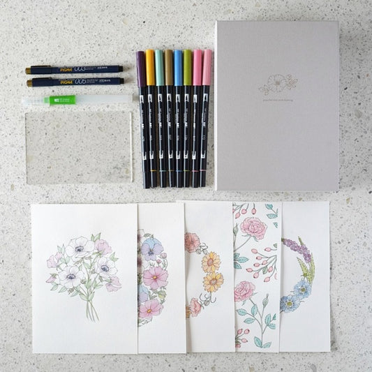 [Shiho Sakurai × Paper Tree] Botanical Coloring Kit - Brush Pen Type (with lesson video)
