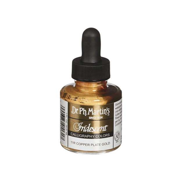 Dr. Ph. Martin's/カリグラフィーインク/Iridescent Colors, Copperplate Gold (30ml ...