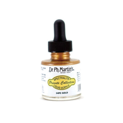 Dr. Ph. Martin's/Calligraphy Ink/Spectralite Private Collection Liquid Acrylics Gold (30ml)