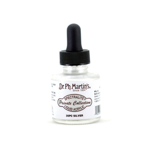 Dr. Ph. Martin's/Calligraphy Ink/Spectralite Private Collection Liquid Acrylics Silver (30ml)
