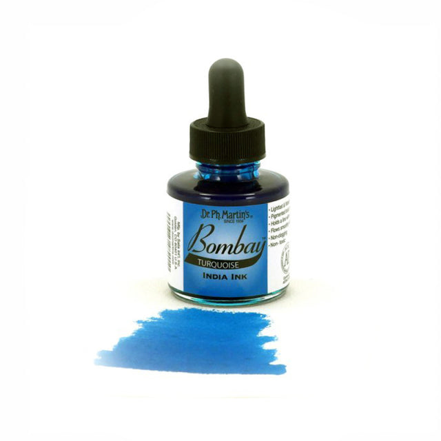 Dr. Ph. Martin's/Calligraphy Ink/Bombay India Ink, Turqoise (30ml)