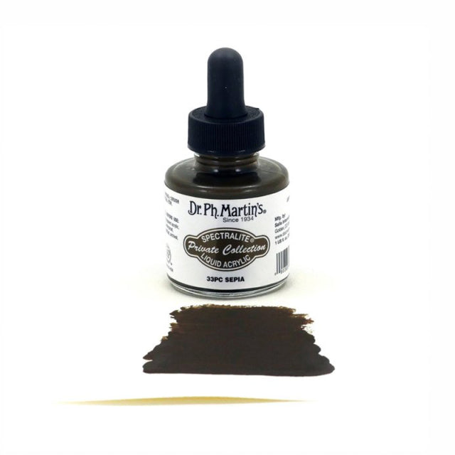 Dr. Ph. Martin's/Calligraphy Ink/Spectralite Private Collection Liquid Acrylics Sepia (30ml)
