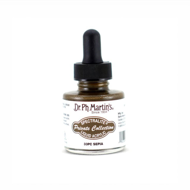 Dr. Ph. Martin's/カリグラフィーインク/Spectralite Private Collection Liquid Acrylics Sepia (30ml)