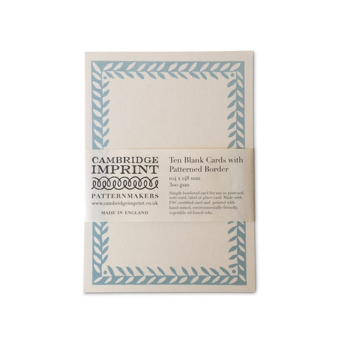 Cambridge Imprint/ポストカードセット/10 Postcards with Patterned Border in Aquamarine