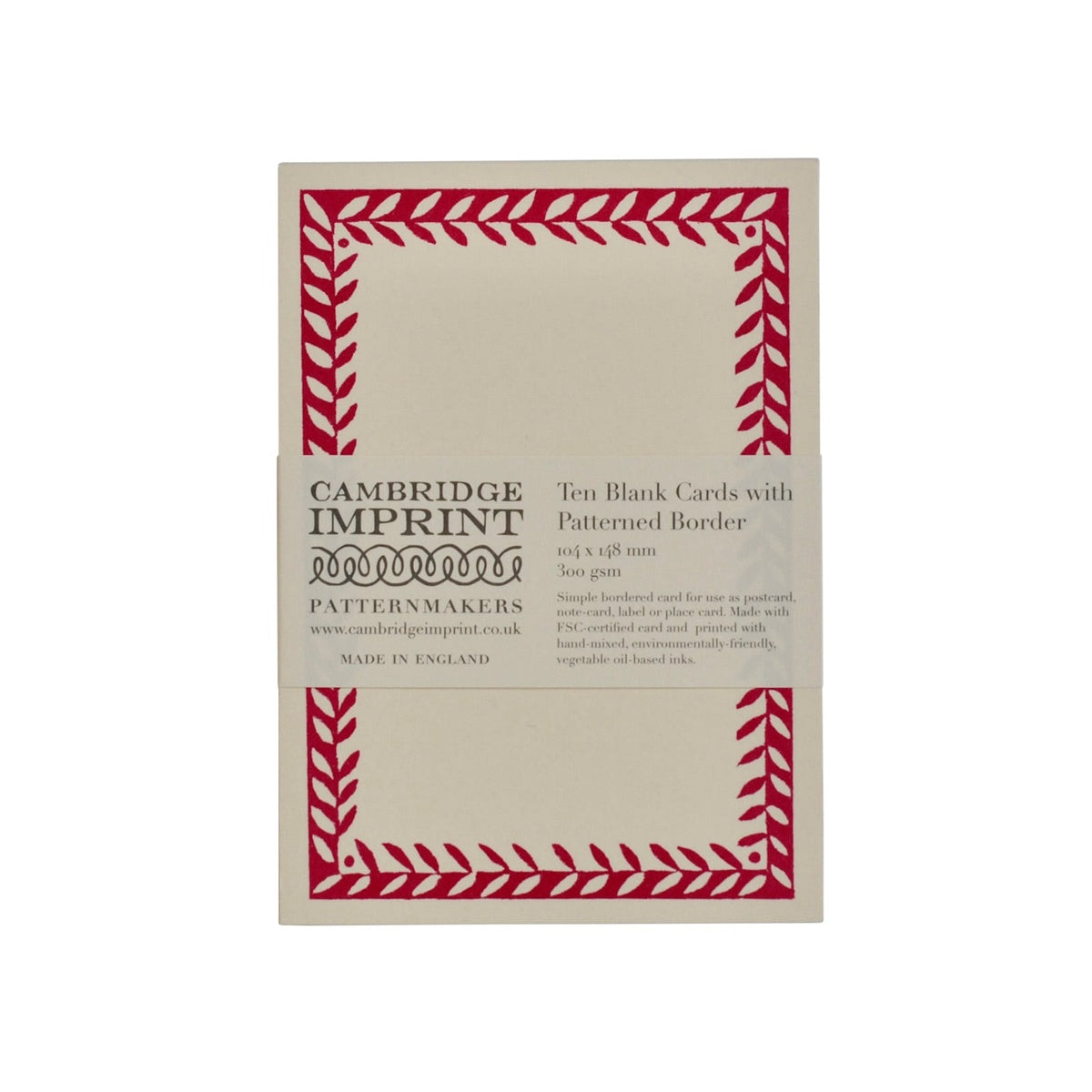 Cambridge Imprint/ポストカードセット/10 Postcards with Patterned Border in Bright Pink