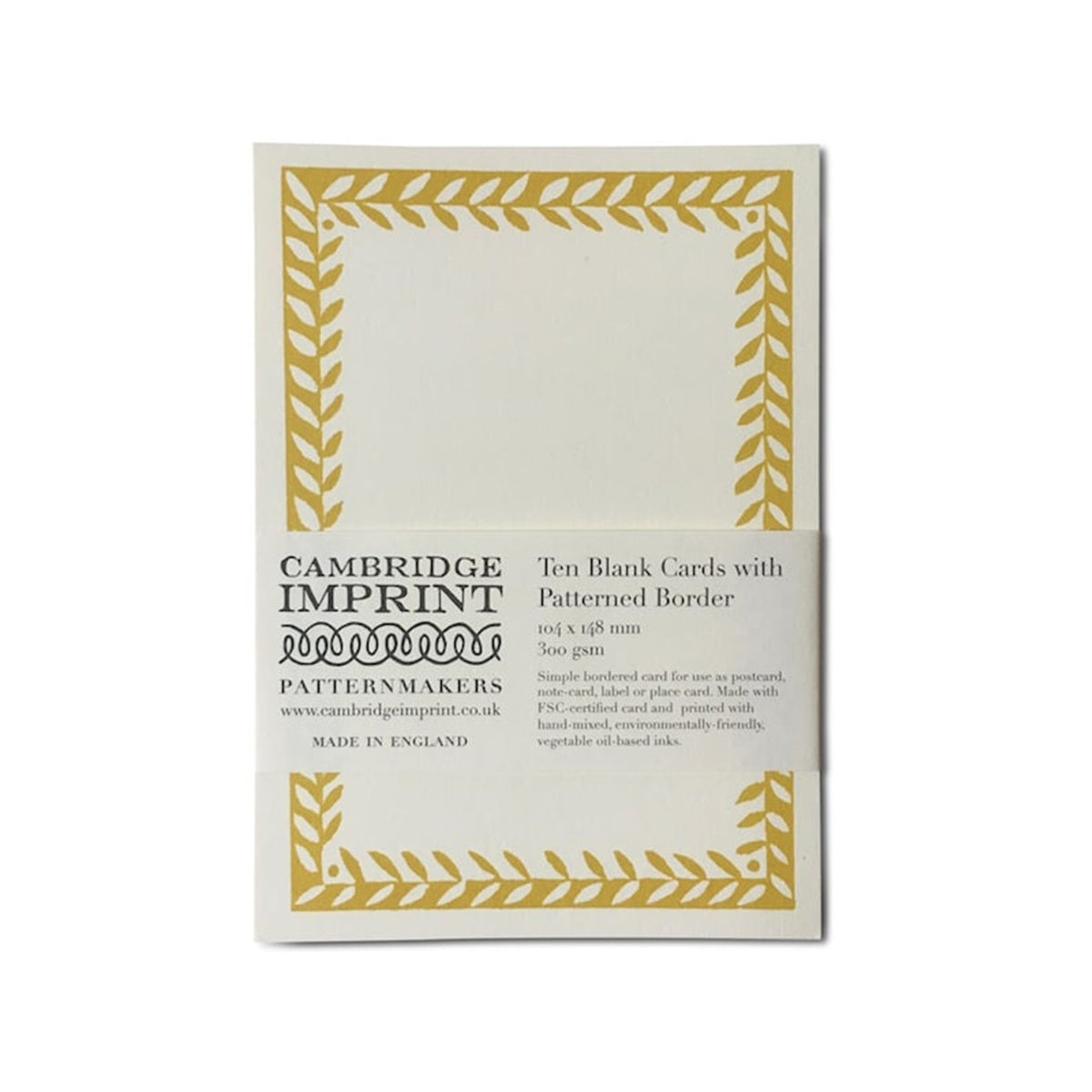 Cambridge Imprint/ポストカードセット/10 Postcards with Patterned Border in Mustard