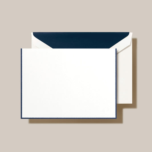 Crane/ボックスカード/Navy Border Pearl White Note (10 Cards / 10 Lined Envelopes)