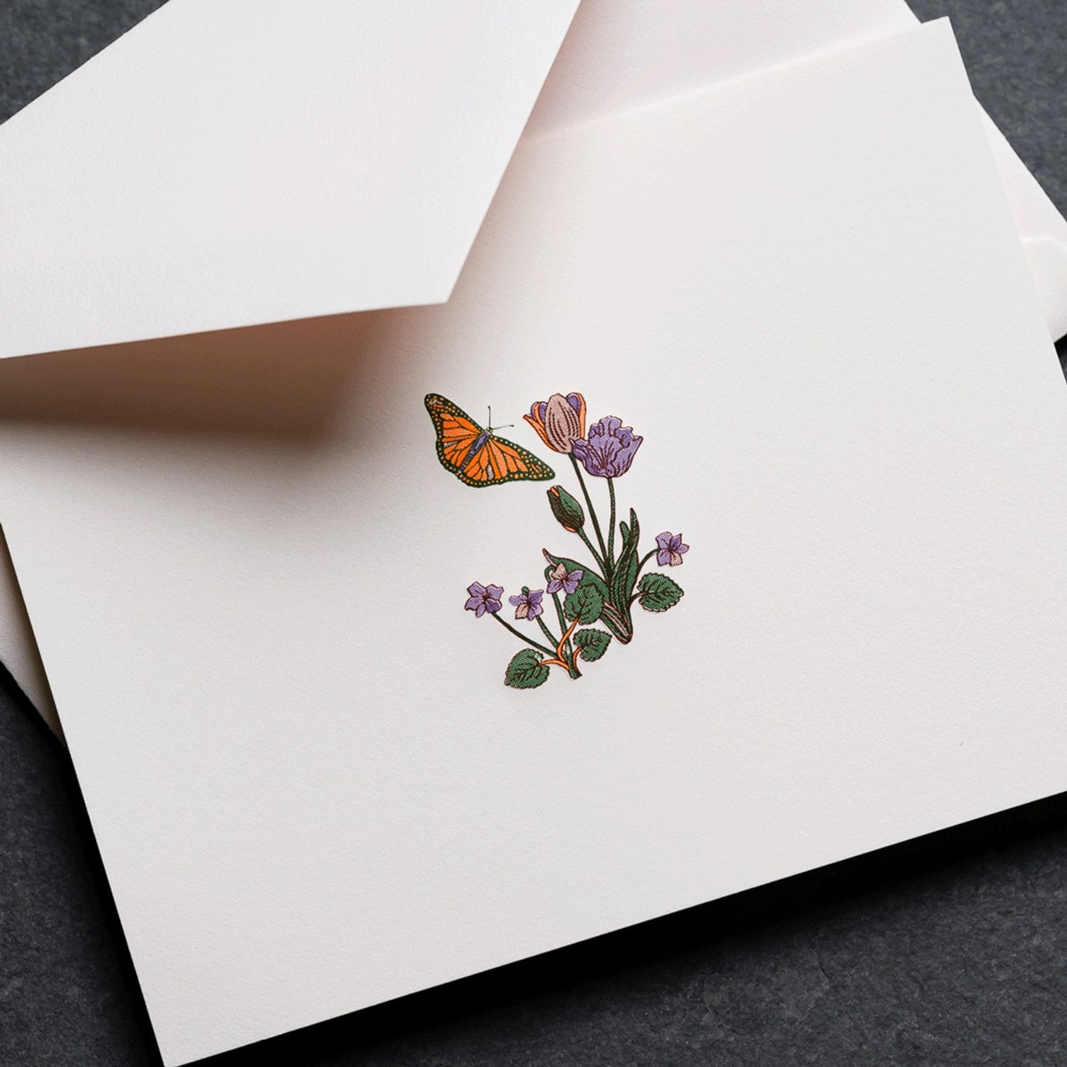 Crane/ボックスカード/Engraved Butterfly and Flowers Notes（10 Cards / 10 Envelopes）