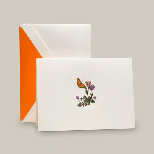 Crane/ボックスカード/Engraved Butterfly and Flowers Notes（10 Cards / 10 Envelopes）