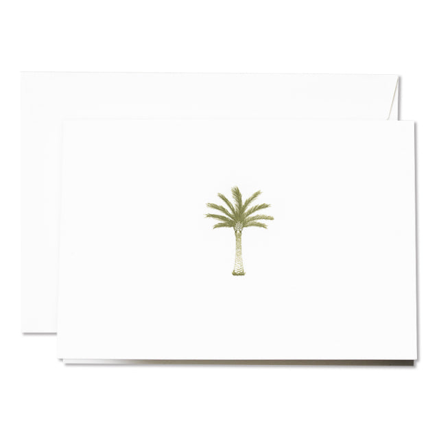 Crane/Box card set of 10/Engraved Palm Tree Note