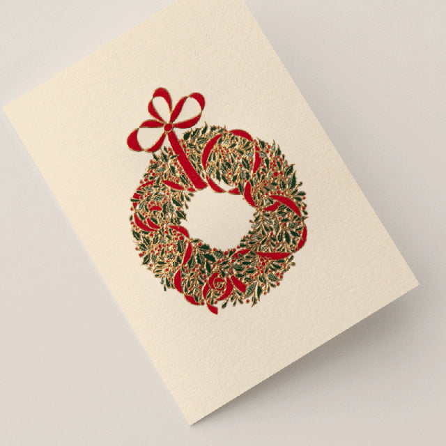 Crane/Mini Box Card/Engraved Classic Wreath Gift Enclosure