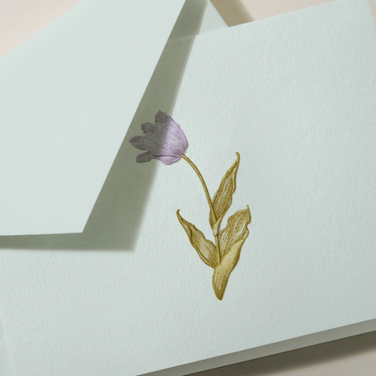 Crane/Box Card/Engraved Tulip Note Beach Glass Kid Finish (10 Cards / 10 Envelopes)