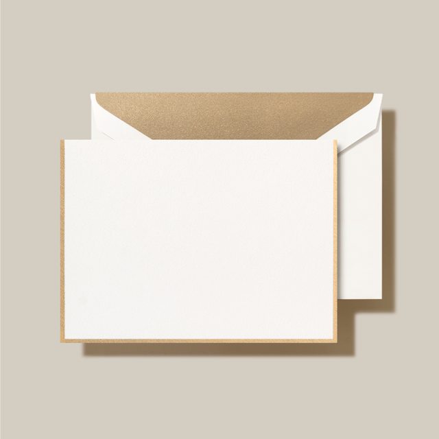 Crane/ボックスカード/Folded Pearl White/Gold Bordered （10 Cards / 10 Gold Lined Envelopes）