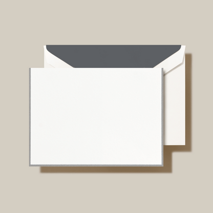 Crane/ボックスカード/Charcoal Border Pearl White Note (10 Cards / 10 Lined Envelopes）