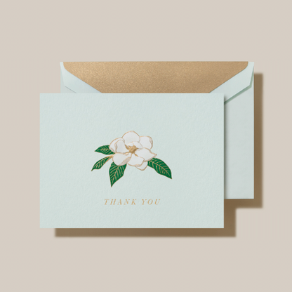 Crane/ボックスカード/Engraved Magnolia Thank You Note Beach Glass Kid Finish（10 Cards / 10 Lined Envelopes）