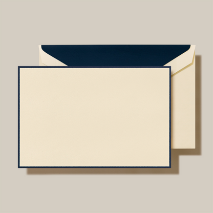 Crane/ボックスカード/Navy Bordered Cards on Ecruwhite Kid Finish Paper （10 Cards / 10 Lined Envelopes）
