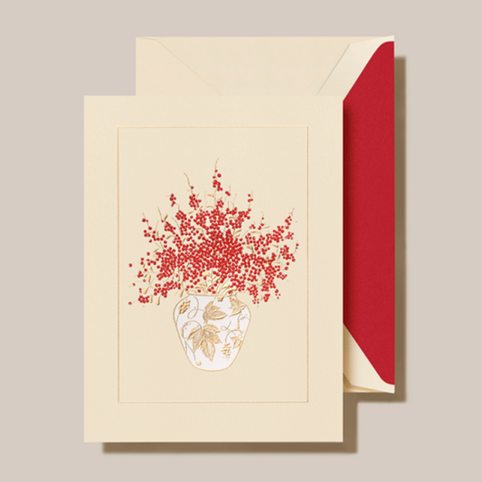Crane/Box Card/Pepperberry In Vase Holiday Greeting Card