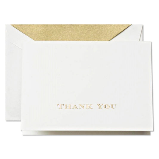 Crane/Box Card Set of 10/Gold Hand Engraved Thank You