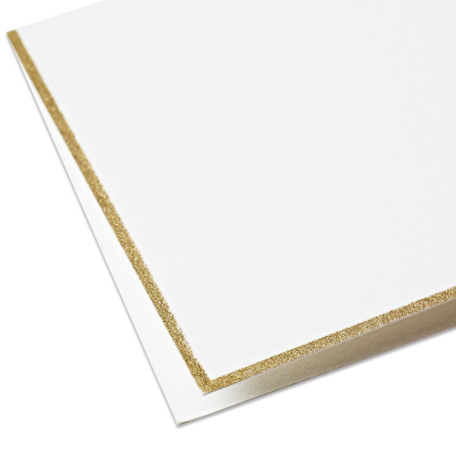 Crane/Set of 100 place cards/Gold Hand Bordered Pearl White