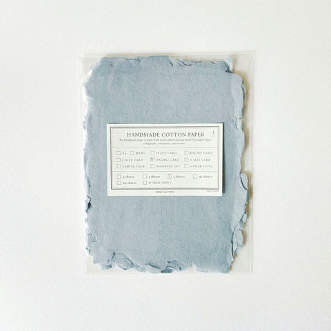 HAZE Cotton Paper × Paper Tree/カード/M（Hagaki） Size Fringe Card  5枚Set - Original Color Hydrangia Blue