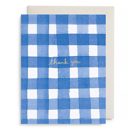 E.Frances/シングルカード/Blue Gingham Thank You Greeting Card