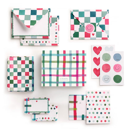 E.Frances/ボックスカード/Happy Plaid Stationery Set