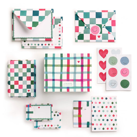 E.Frances/ボックスカード/Happy Plaid Stationery Set