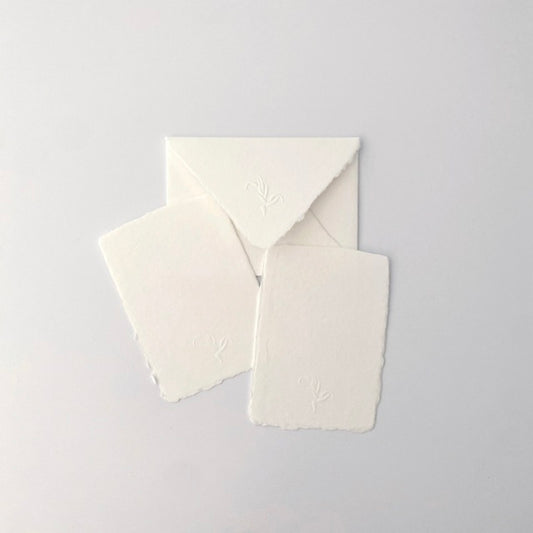 ELIV ROSENKRANZ/Single Card/Embossed Handmade Paper Set White 4 BAR