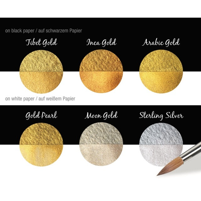 Finetec GmbH/Calligraphy Ink/Coliro Pearl Color Set 6 colors 30mm - Gold &amp; Silver