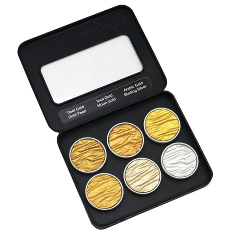 Finetec GmbH/カリグラフィーインク/Coliro Pearl Color Set  6 colors 30mm - Gold & Silver
