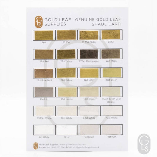 GOLD LEAF SUPPLIES/Foil Samples/Gold Leaf Shade Card