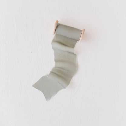 Lademya Silks/オリジナルシルクリボン/Original Silk Ribbon -Grayish Green